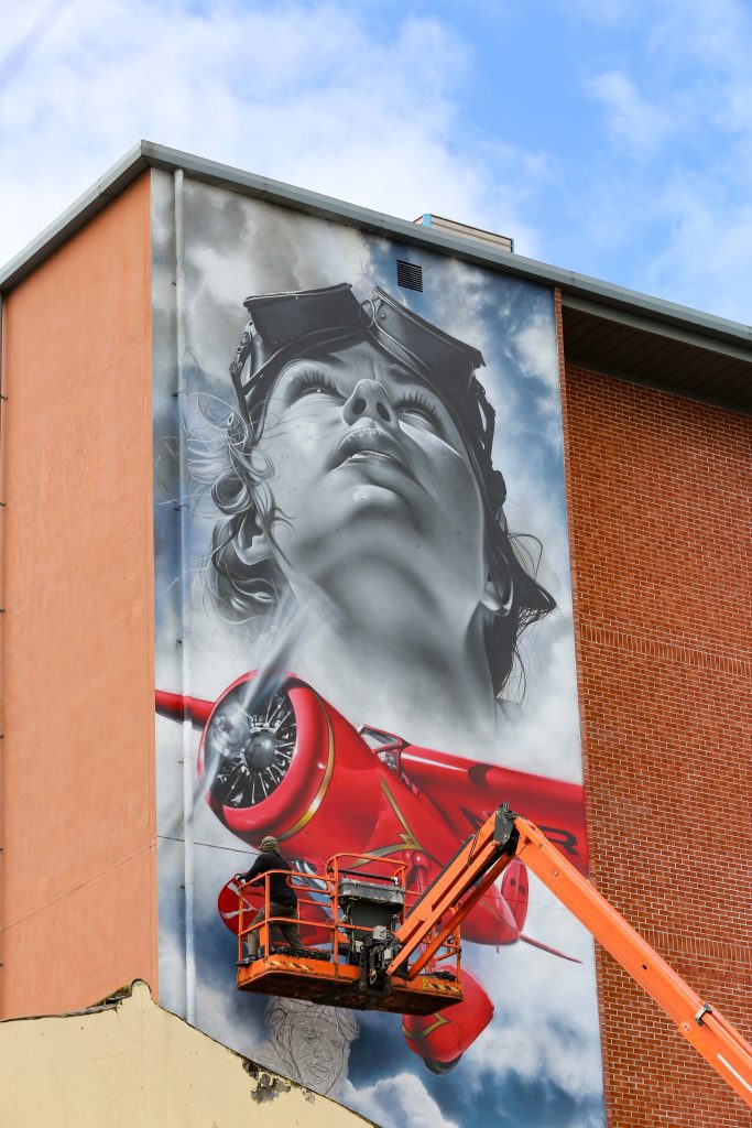 Amelia Earhart Artwork in Derry by Lorcan Doherty